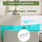 Commode moderne à 6 tiroirs - meuble de rangement avec lumières LED, rangement coulissant supérieur, chambre à coucher, salon