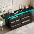Dyonery modern 6-drawer dressing table - storage cabinet with LED lights, top sliding storage, bedroom, living room