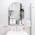 Silver Arched Bathroom Wall Mirror  Metal Frame