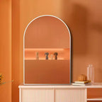 Miroir Mural de Salle de Bain Argenté à Arche - Cadre Métallique