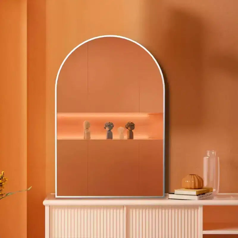 Miroir Mural de Salle de Bain Argenté à Arche - Cadre Métallique