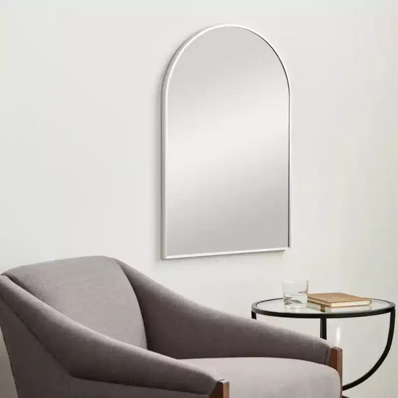 Miroir Mural de Salle de Bain Argenté à Arche - Cadre Métallique