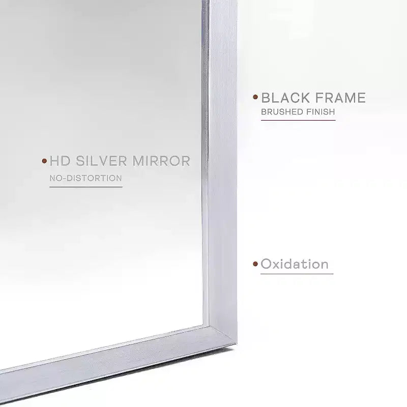 Miroir Mural de Salle de Bain Argenté à Arche - Cadre Métallique