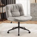 MAYEERTY Chair Modern Home Criss Cross Legged Armless Wide Seat with Wheels Swivel Height Adjustable Comfy Computer Task Seating Room