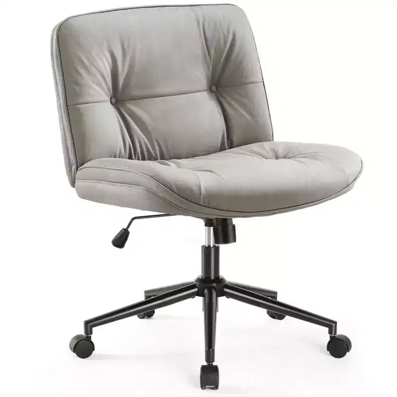 Chaise de bureau moderne, piétement croisé, sans accoudoirs, assise large, avec roulettes, pivotante, réglable en hauteur, confortable pour ordinateur, pour chambre.