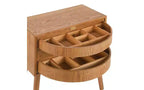Table de chevet rotative de 22 pouces avec rangement caché, style moderne du milieu du siècle, pieds en rotin et bois, idéale pour les chambres, finition naturelle
