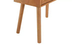 Table de chevet rotative de 22 pouces avec rangement caché, style moderne du milieu du siècle, pieds en rotin et bois, idéale pour les chambres, finition naturelle
