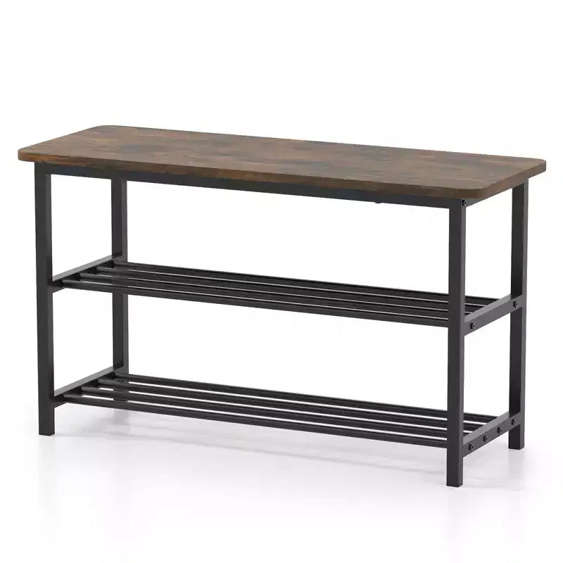 Banc à chaussures 3 niveaux avec cadre en métal robuste et siège supportant jusqu'à 136 kg pour entrée
