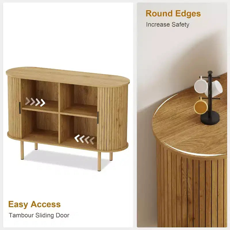 Meuble de rangement avec buffet, armoire d'appoint de 120 cm de style milieu de siècle, petites armoires de rangement avec portes coulissantes pour entrée, cuisine, salon