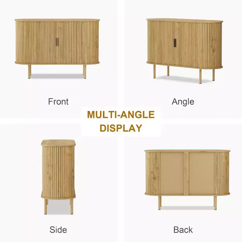 Meuble de rangement avec buffet, armoire d'appoint de 120 cm de style milieu de siècle, petites armoires de rangement avec portes coulissantes pour entrée, cuisine, salon