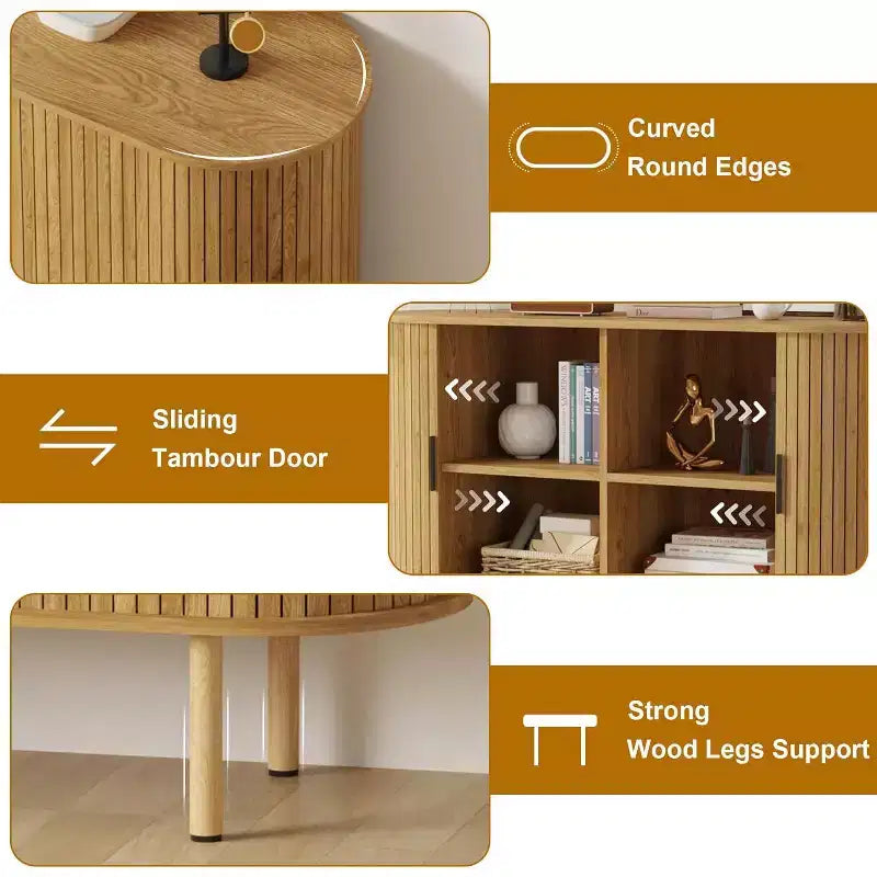 Meuble de rangement avec buffet, armoire d'appoint de 120 cm de style milieu de siècle, petites armoires de rangement avec portes coulissantes pour entrée, cuisine, salon
