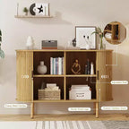 Meuble de rangement avec buffet, armoire d'appoint de 120 cm de style milieu de siècle, petites armoires de rangement avec portes coulissantes pour entrée, cuisine, salon