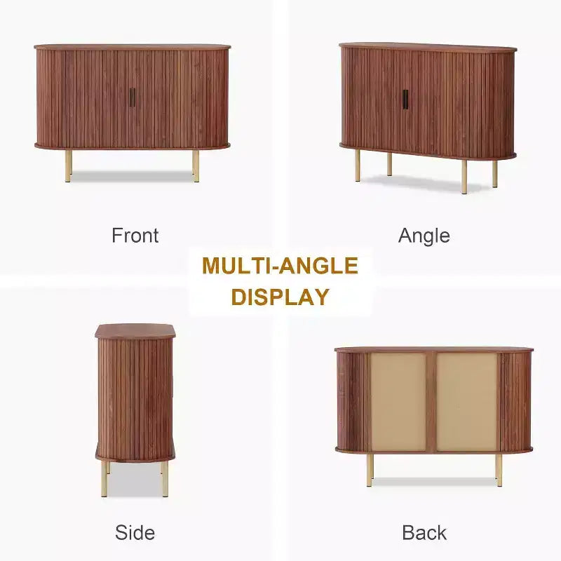 Meuble de rangement avec buffet, armoire d'appoint de 120 cm de style milieu de siècle, petites armoires de rangement avec portes coulissantes pour entrée, cuisine, salon
