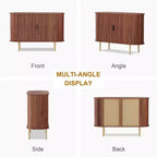 Meuble de rangement avec buffet, armoire d'appoint de 120 cm de style milieu de siècle, petites armoires de rangement avec portes coulissantes pour entrée, cuisine, salon