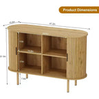 Meuble de rangement avec buffet, armoire d'appoint de 120 cm de style milieu de siècle, petites armoires de rangement avec portes coulissantes pour entrée, cuisine, salon