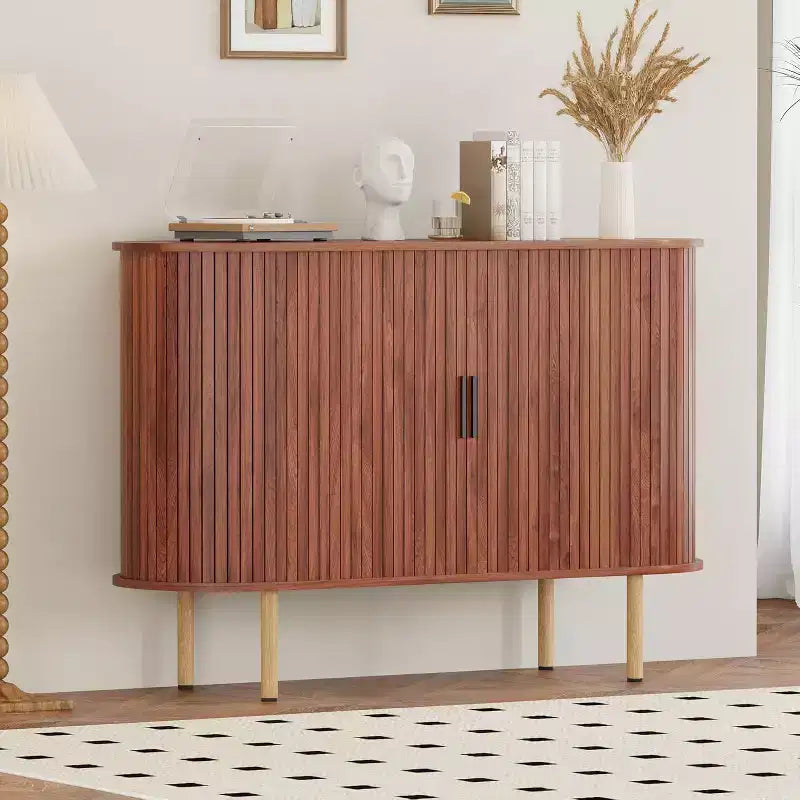 Sideboard Cabinet with Storage, 47 in Mid Century Modern Accent Cabinet, Sliding Door Entryway Small Storage Cabinets for Kitchen, Living Room