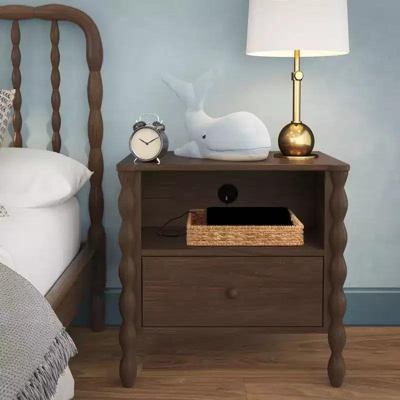 Table de chevet Cubby avec 1 tiroir et prise électrique