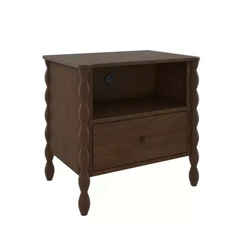 Table de chevet Cubby avec 1 tiroir et prise électrique