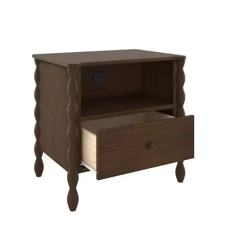 Table de chevet Cubby avec 1 tiroir et prise électrique