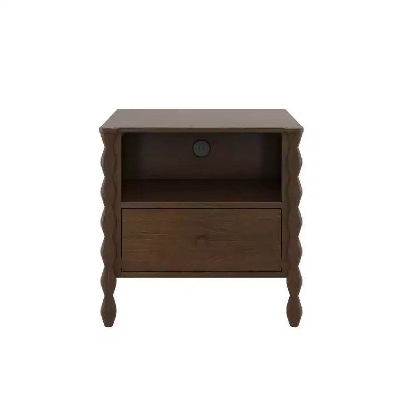 Table de chevet Cubby avec 1 tiroir et prise électrique