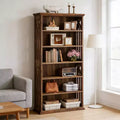 GDFStudio Hawthorne 6-Shelf Rustic Wood Bookshelf with Adjustable Storage Shelves