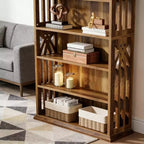 Étagère en bois rustique à 6 niveaux avec tablettes de rangement réglables