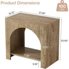 Table d'appoint de chevet rustique : Grand piédestal en bois robuste, avec rangement, pour salon/chambre à coucher, meuble d'appoint, Chêne brun clair