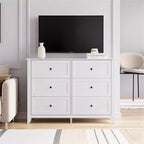 Acekool 6 Drawer White Dresser, Wooden Storage Chest of Drawers with Metal Handles for Bedroom, Living Room, Entryway