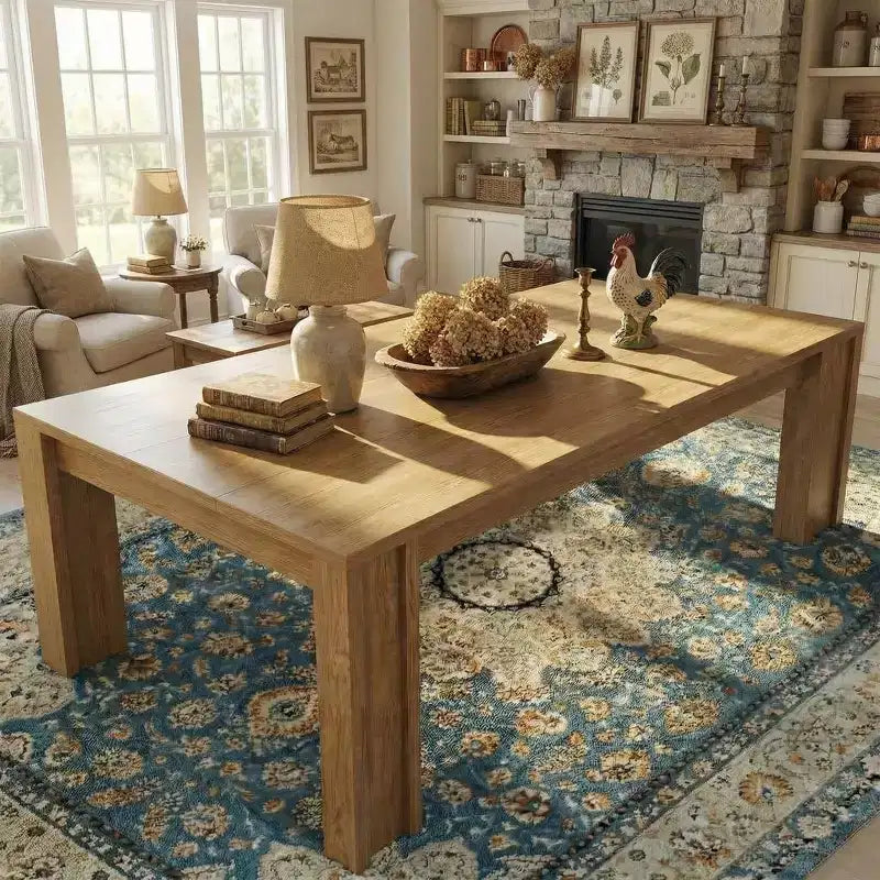 Table à manger de ferme pour 6-8 personnes, longue table rectangulaire en bois de 180 cm avec larges pieds en H et cadre robuste pour cuisine, salle à manger et appartement