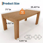 Table à manger de ferme pour 6-8 personnes, longue table rectangulaire en bois de 180 cm avec larges pieds en H et cadre robuste pour cuisine, salle à manger et appartement
