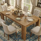 Farmhouse Dining Table for 6-8 Guests, 71 Long Rectangular Wooden Table with Wide H-Legs & Sturdy Frame for Kitchen, Dining Room & Apartment