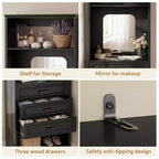 Système de rangement avec 3 tiroirs, organisateur de garde-robe robuste avec miroir