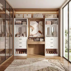 Système de rangement avec 3 tiroirs, organisateur de garde-robe robuste avec miroir