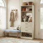 Système de rangement avec 3 tiroirs, organisateur de garde-robe robuste avec miroir