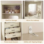 Système de rangement avec 3 tiroirs, organisateur de garde-robe robuste avec miroir