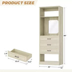Système de rangement avec 3 tiroirs, organisateur de garde-robe robuste avec miroir