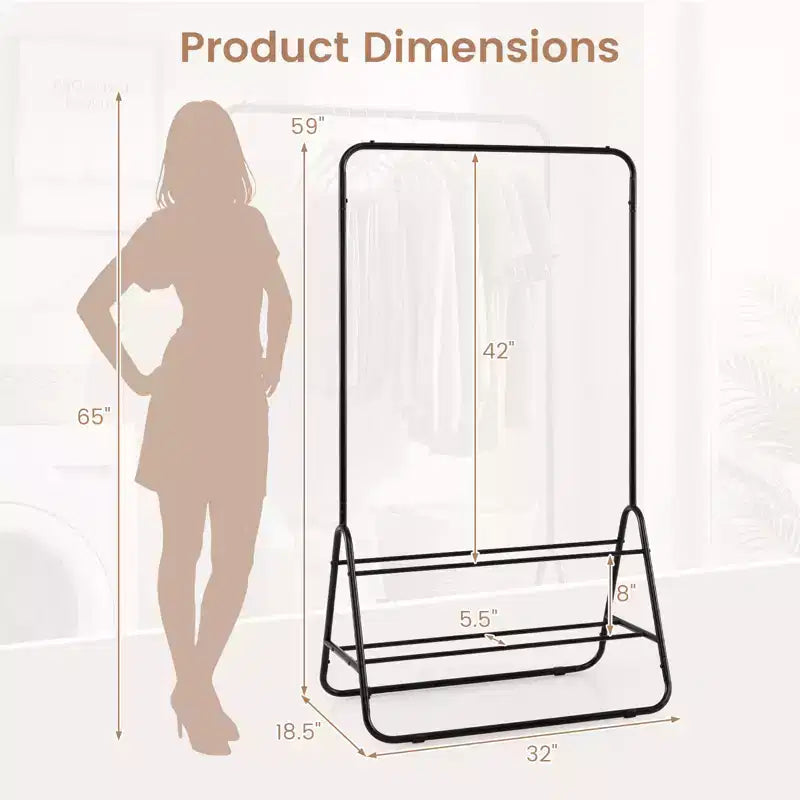Portant à vêtements robuste en métal avec tringle et étagères de rangement Blanc/Noir