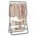 Costway Heavy Duty Clothes Rack Metal Garment Rack with Hanging Rod and Storage Shelves White/Black