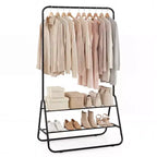 Costway Heavy Duty Clothes Rack Metal Garment Rack with Hanging Rod and Storage Shelves White/Black