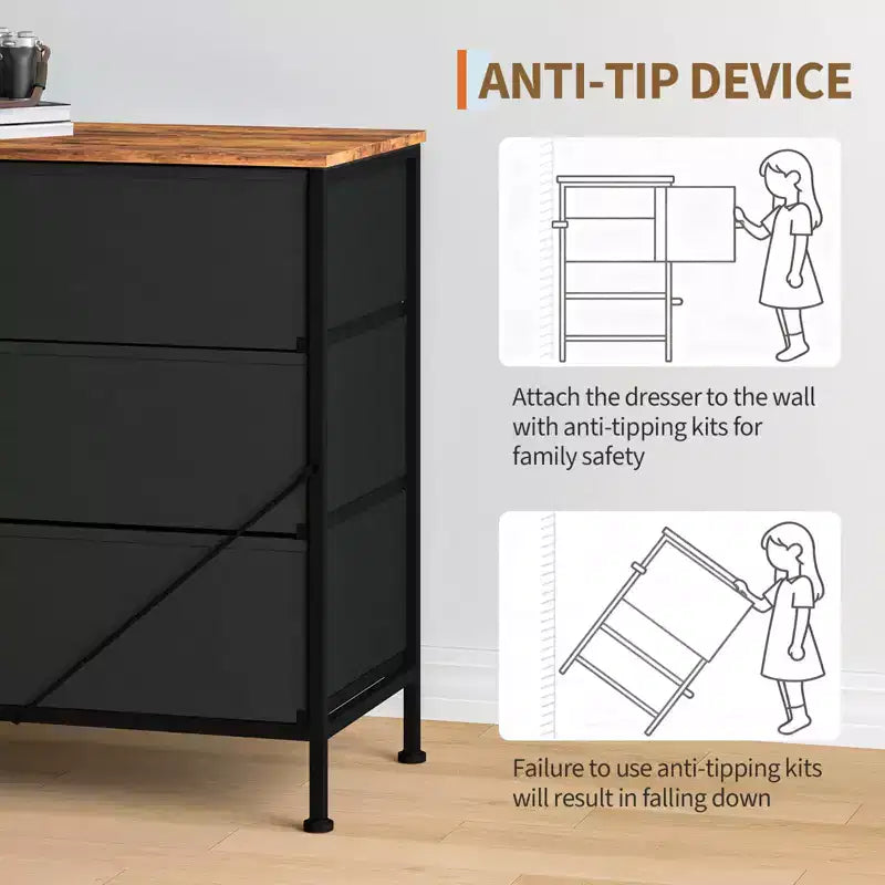 Meuble TV 178 cm pour salon, 12 tiroirs en tissu, station de recharge, long meuble TV jusqu'à 203 cm, avec rangement pour chambre, entrée