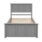 Lit plateforme jumeau avec lit gigogne peu encombrant, assemblage facile, gris