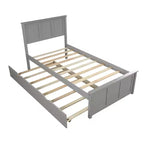 Lit plateforme jumeau avec lit gigogne peu encombrant, assemblage facile, gris