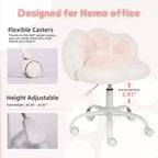 Chaise de vanité en polaire Teddy avec dossier en patte de chat, pivotante à 360°, hauteur réglable, supporte 136 kg, assemblage sans outils pour bureau à domicile, chambre à coucher