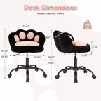 Chaise de vanité en polaire Teddy avec dossier en patte de chat, pivotante à 360°, hauteur réglable, supporte 136 kg, assemblage sans outils pour bureau à domicile, chambre à coucher