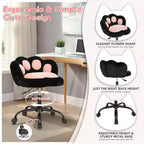 Chaise de vanité en polaire Teddy avec dossier en patte de chat, pivotante à 360°, hauteur réglable, supporte 136 kg, assemblage sans outils pour bureau à domicile, chambre à coucher