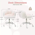 Chaise de vanité en polaire Teddy avec dossier en patte de chat, pivotante à 360°, hauteur réglable, supporte 136 kg, assemblage sans outils pour bureau à domicile, chambre à coucher