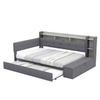 Lit de repos rembourré avec pouf de rangement et étagères, gigogne