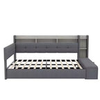 Lit de repos rembourré avec pouf de rangement et étagères, gigogne