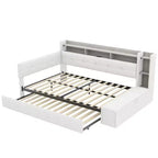 Lit de repos rembourré avec pouf de rangement et étagères, gigogne