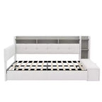 Lit de repos rembourré avec pouf de rangement et étagères, gigogne